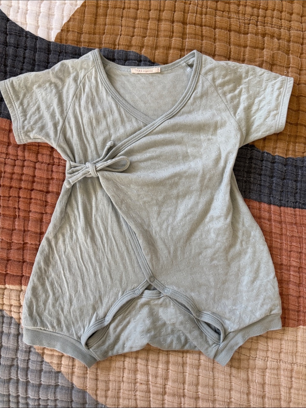 Tane Organics Cotton kimono onesie